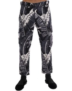 Dolce & Gabbana Banana Leaf Cotton Stretch Capri Trousers - Black