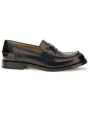 Fendi Black Calf Leather Bos Taurus Slip