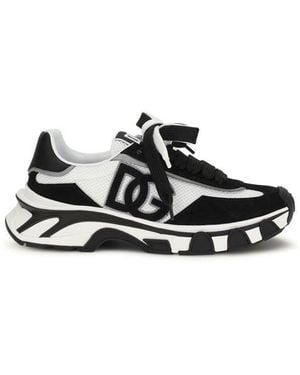 Dolce & Gabbana Black Calf Leather Bos Taurus Athletic Trainers