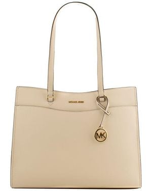 Michael Kors Beige Leather Tote Bag - Natural