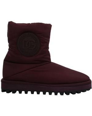 Dolce & Gabbana Elegant Bordeaux Mid Calf Boots - Brown