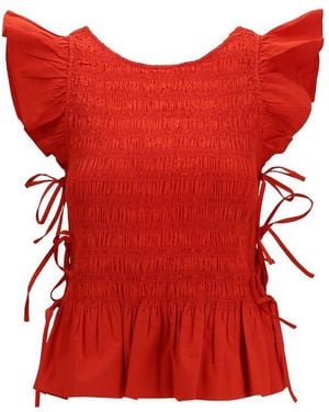 Ganni Multicolour Cotton Blouse - Red