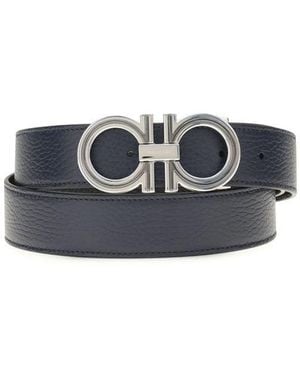Ferragamo Blue Calf Leather Bos Taurus Belt