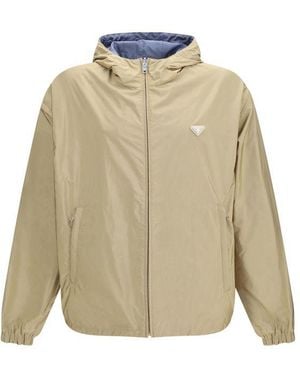 Prada Beige Recycled Polyamide Shell Jacket - Natural