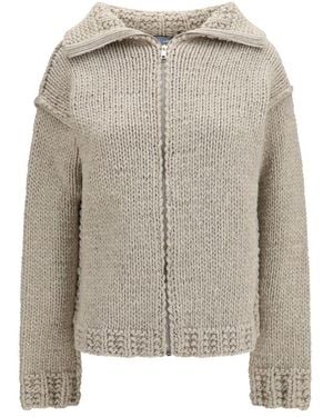 Prada Gray Wool Oves Aries Cardigan