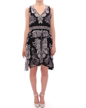 Sachin & Babi Silk Floral Pattern Shift Coctail Dress - Black