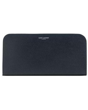 Saint Laurent Calf Leather Bos Taurus Wallet - Blue