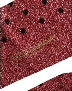 Dolce & Gabbana Maroon Polka Dot Over The Calf Accessory Socks - Red