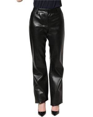 Dolce & Gabbana Black Pu Leather High Waisted Trouser Pants