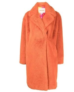 Apparis Orange Faux Fur Coat