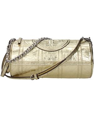 Tory Burch Gold Leather Shoulder Bag - Natural