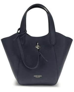 Giorgio Armani Blue Calf Leather Bos Taurus Handbag