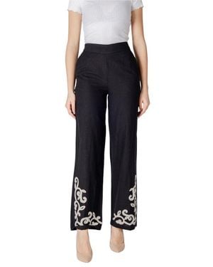 VILA CLOTHES Black Viscose Flared Trousers