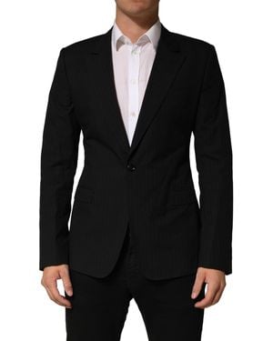 Dolce & Gabbana Black Pinstripe Men Single Breasted Jacket
