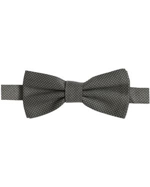 Dolce & Gabbana Men Grey Silk Patterned Adjustable Neck Papillon Bow Tie