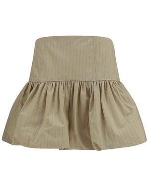 Ganni Beige Cotton Mini Skirt - Natural