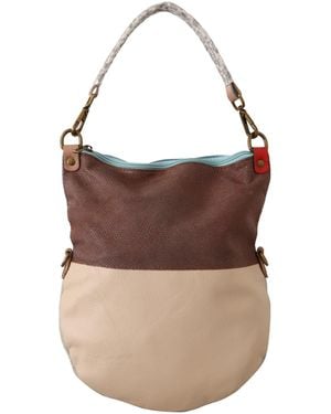 EBARRITO Multicolour Genuine Leather Shoulder Tote Handbag - Brown