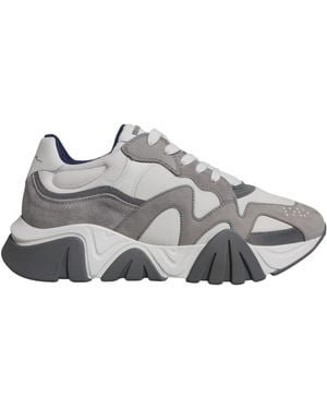 Versace Leather Neoprene Chunky Low Top Squalo Trainers Shoes - Grey