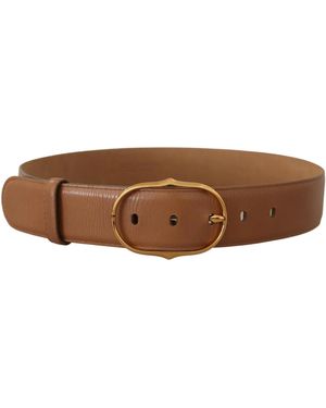 CoSTUME NATIONAL Brown Leather Gold Metal Oval Buckle Belt - Black