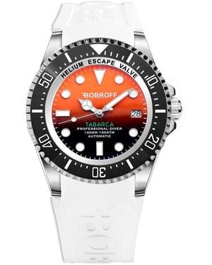 Bobroff White Rubber Watch - Red