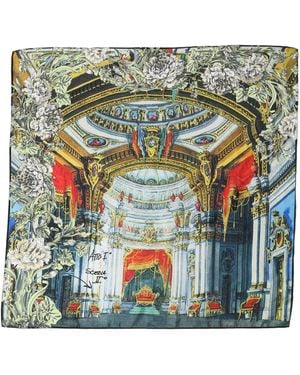 Dolce & Gabbana Multicolor Printed Silk Square Foulard Scarf - Green