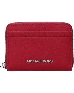Michael Kors Jet Set Travel Wallet Leather/Dark Raspberry - Red