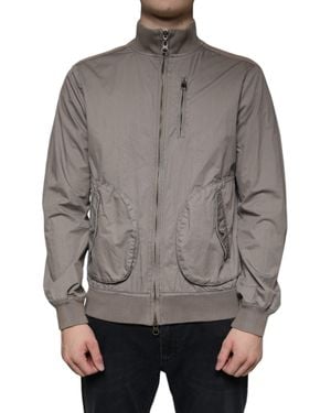 Armani Jeans Cotton Full Zip Bomber Logo Jacket - Gray
