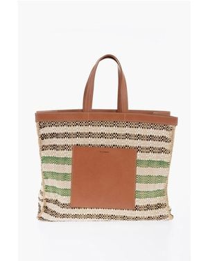Jil Sander Beige Raffia Tote Bag - Brown