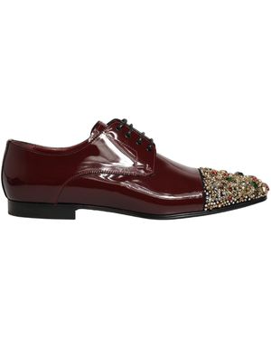 Dolce & Gabbana Maroon Sequin Gemstone Dress Loafers Shoes  display picture 2