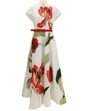 Sara Roka Multicolour Cotton Casual Dress - Red