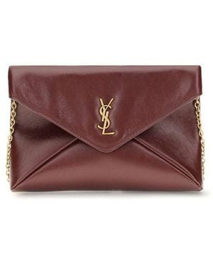 Saint Laurent Cassandre Chain Clutch Bag - Purple