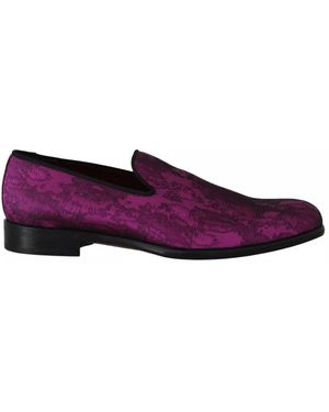 Dolce & Gabbana Silk Pattern Loafers - Purple