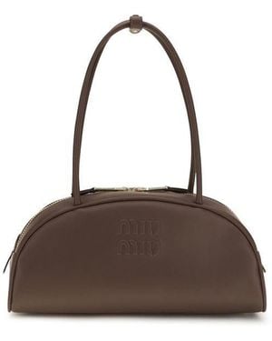 Miu Miu Calf Leather Bos Taurus Shoulder Bag - Brown