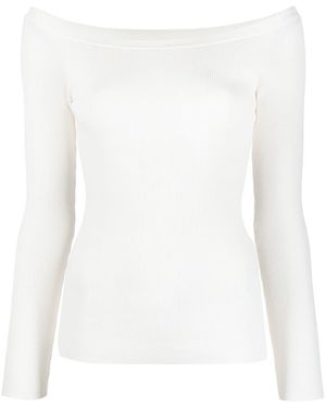 P.A.R.O.S.H. P.A.R.O..H. Fine Ribbed Off-Shoulder Top - White