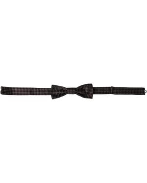 Dolce & Gabbana Fantasy Silk Adjustable Neck Papillon Bow Tie - White