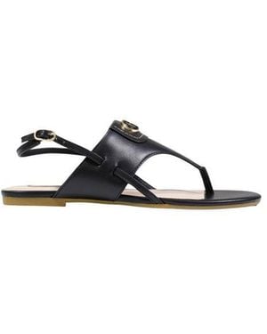 Liu Jo Black Leather Flat Sandals - Blue