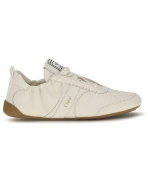 Chloé Beige Fabric Athletic Sneakers - White