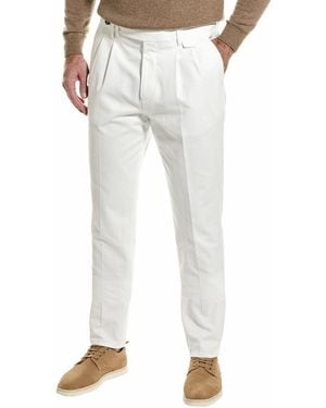 Brunello Cucinelli White Cotton Casual Trousers - Natural