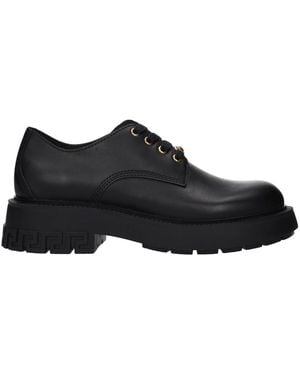 Versace Black Leather Oxfords And Derbies