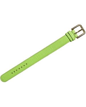 Dolce & Gabbana Green Textured Leather Gold Buckle Belt Strap Bracelet