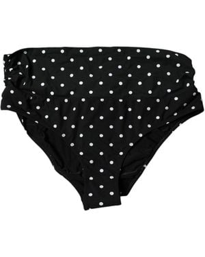 Dolce & Gabbana Polka Dot Swimsuit Bikini Bottom Swimwear - Black