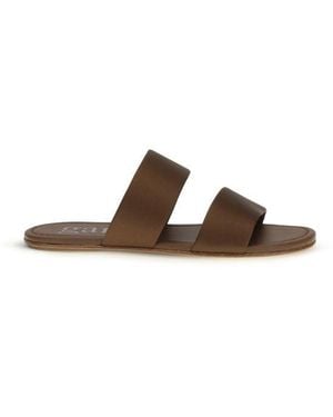 Pedro Garcia Brown Silk Flat Sandals
