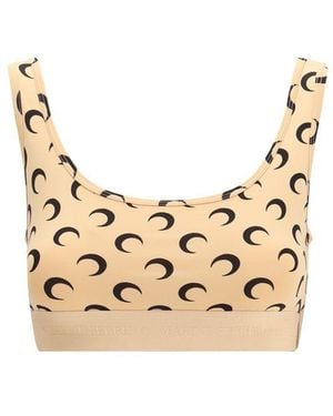 Marine Serre Beige Polyamide Sport Bra - Metallic