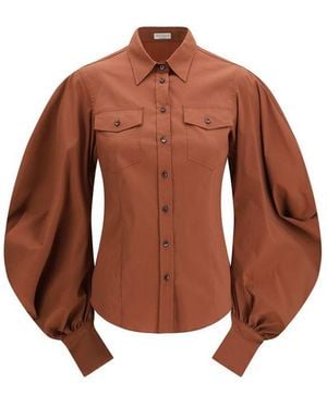 Brunello Cucinelli Brown Cotton Blouse