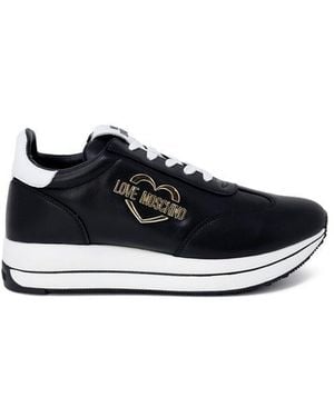 Love Moschino Black Leather Low Top Trainers
