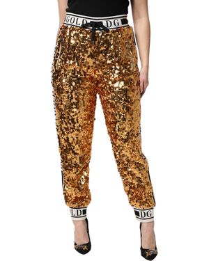 Dolce & Gabbana Metallic Dg Logo Sequined Jogger Pants