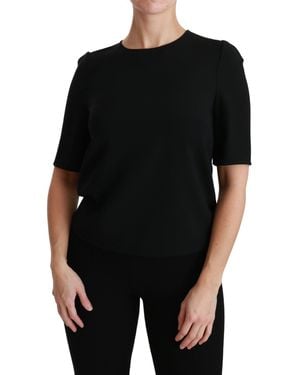 Dolce & Gabbana Dolce Gabbana Black Short Sleeve Casual Top Stretch Blouse