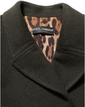 Dolce & Gabbana Dark Green Double Breasted Peacoat Jacket - Black
