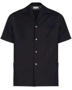 Maison Margiela Short-Sleeve Wool Shirt - Blue