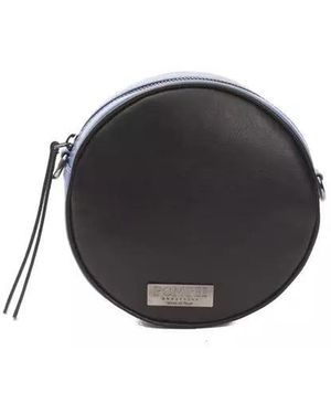 Pompei Donatella Chic Leather Oval Crossbody Bag - Black